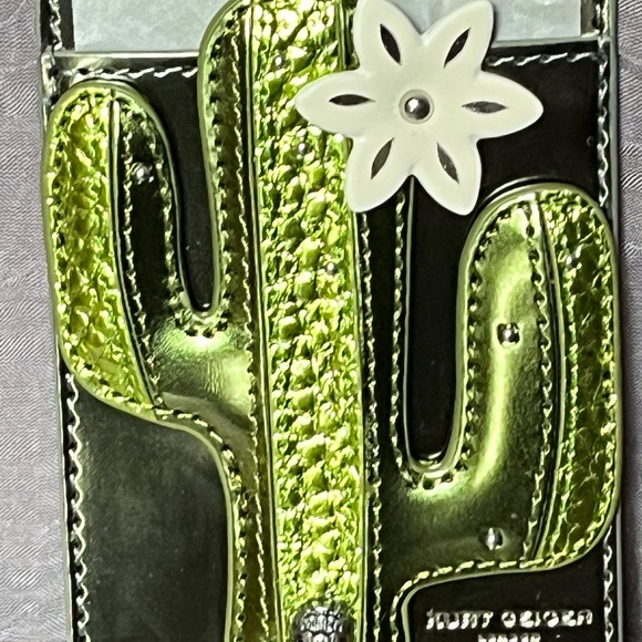 Kurt Geiger Metallic Green Cactus Phone Credit Card Wallet - Picture 2 of 4